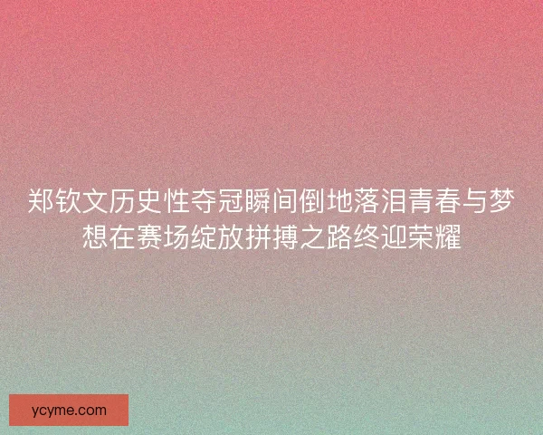 郑钦文历史性夺冠瞬间倒地落泪青春与梦想在赛场绽放拼搏之路终迎荣耀